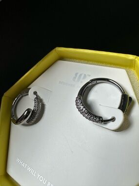 Bomb Party hematite Crystal Pavé Hoop Earrings - Silver